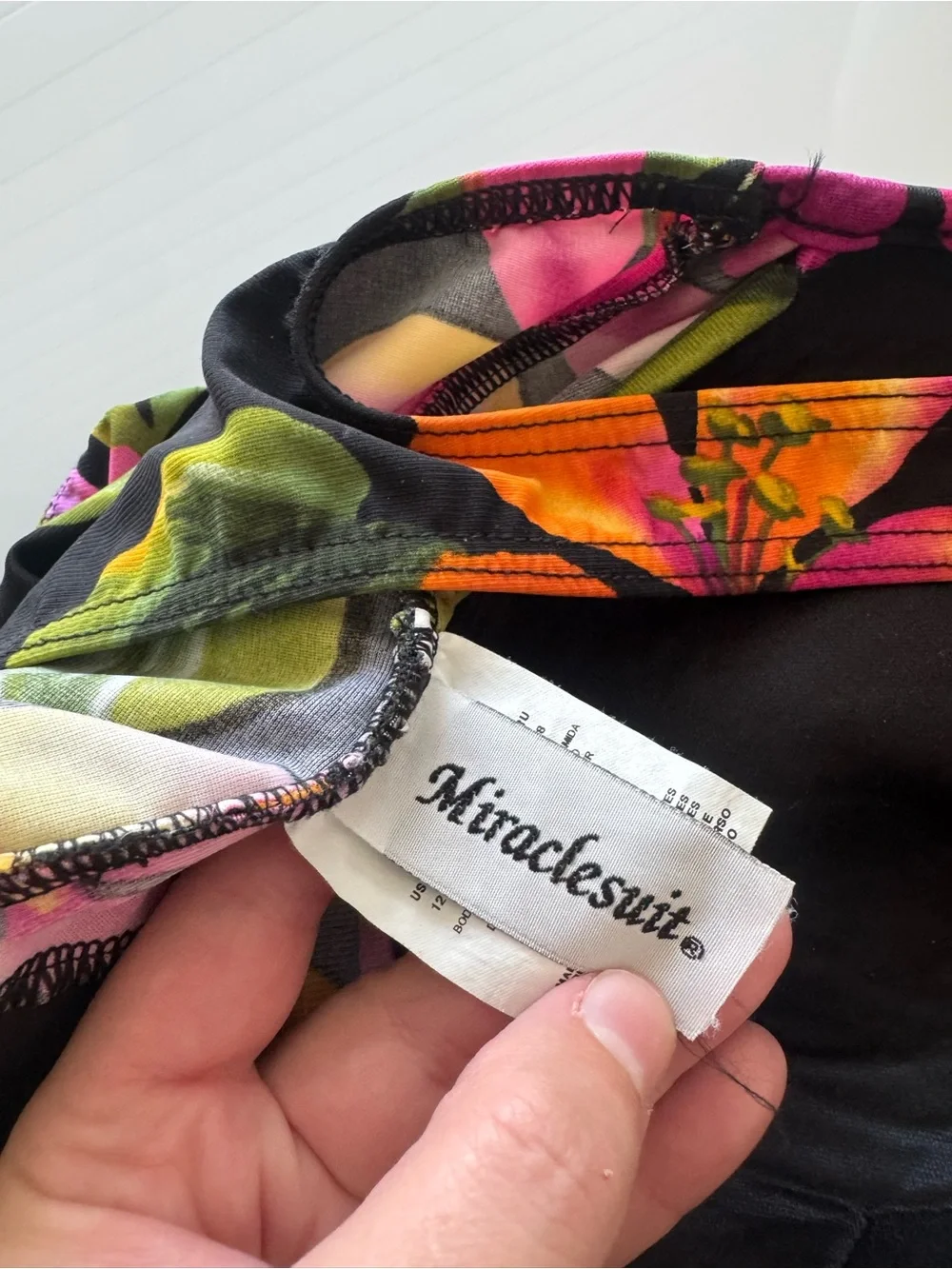 Miraclesuit Black One-Piece Swimsuit with Pink, Orange & Green Floral Print 12